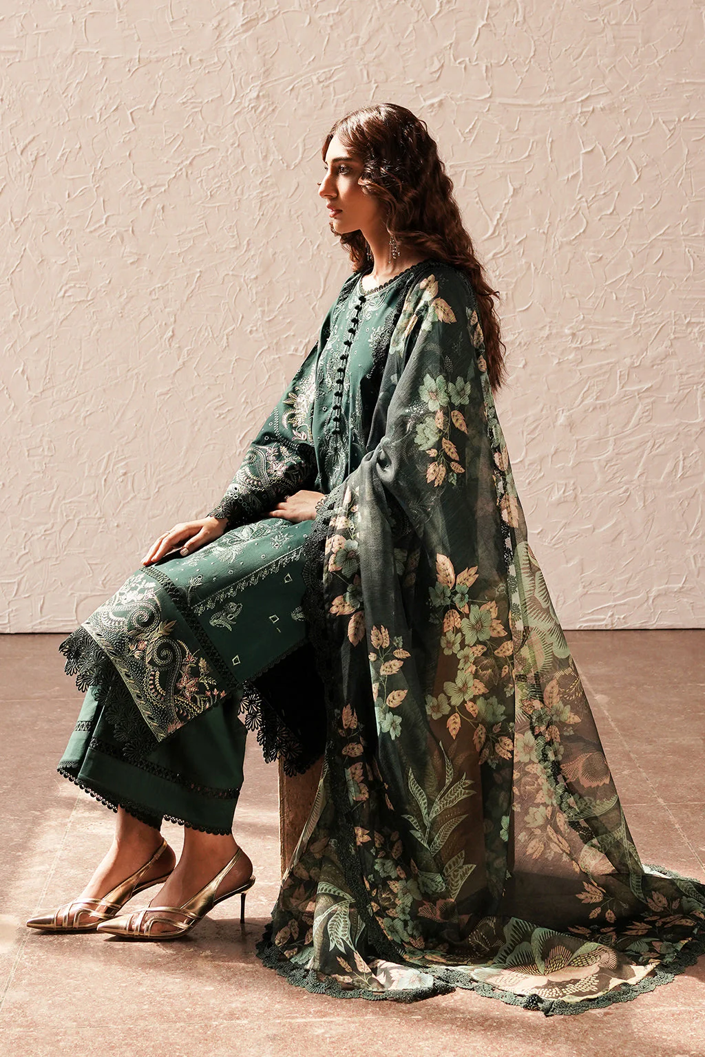 Afrozeh Chikankari Lawn || Viridian - Image 3
