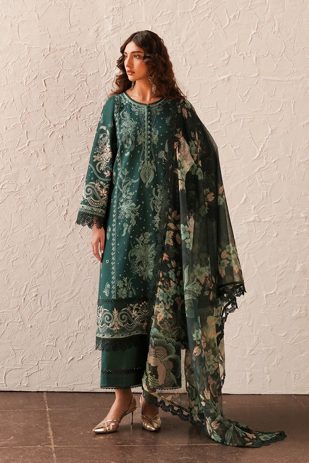 Afrozeh Chikankari Lawn || Viridian - Image 4