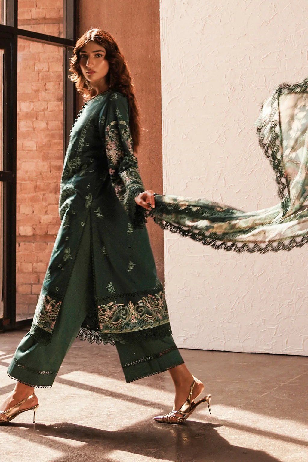 Afrozeh Chikankari Lawn || Viridian - Image 6